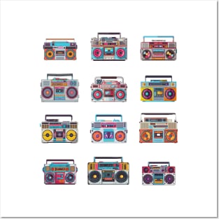 12 Colorful Boomboxes from the 1980s Posters and Art